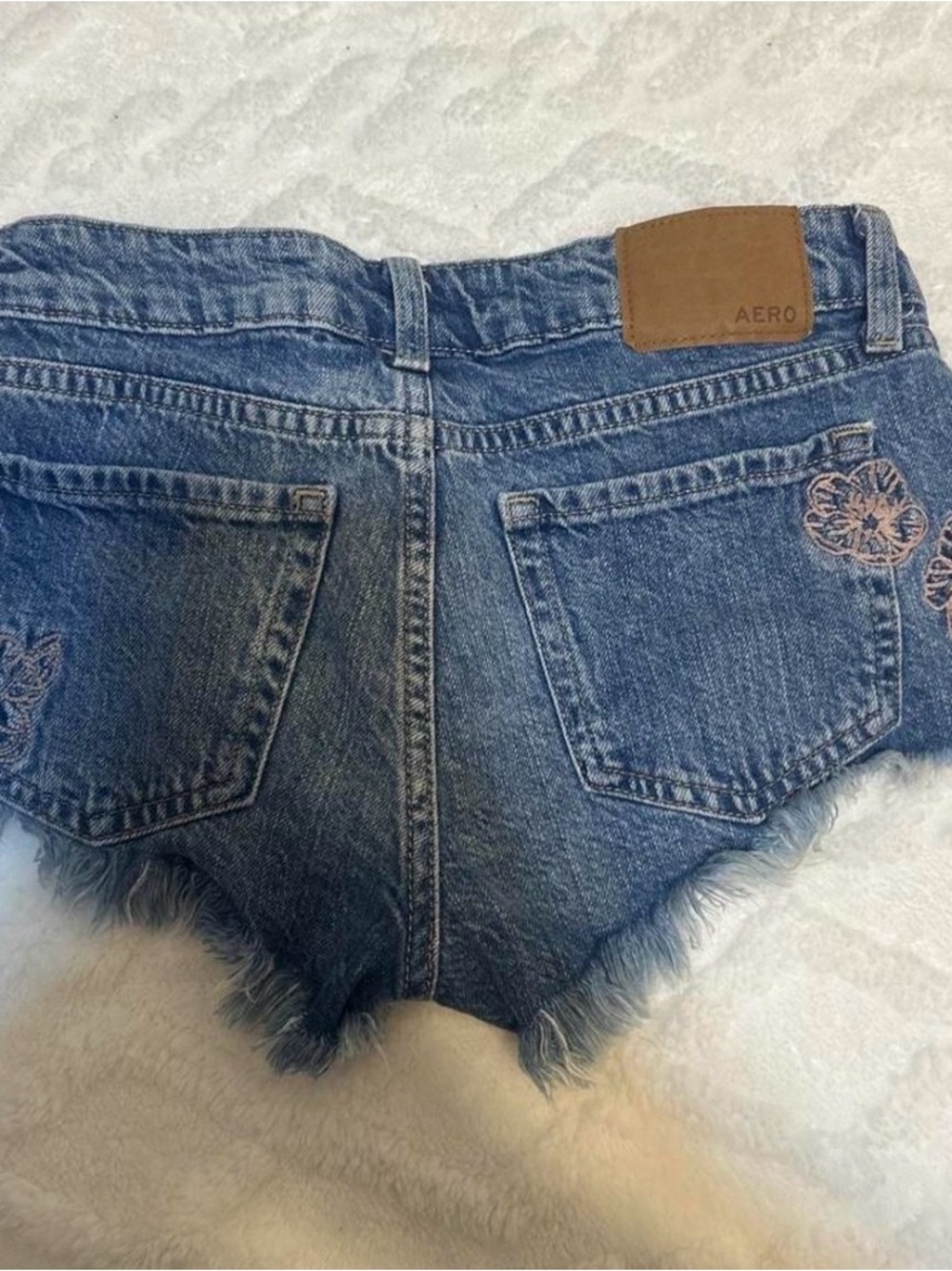 Aeropostale Blue Denim Cutoff Shorts with Embroidered Detail